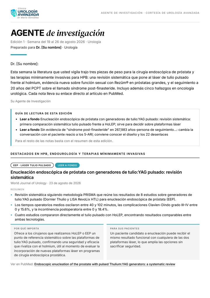 Primera página de una edición pública de ejemplo del Agente de Investigación